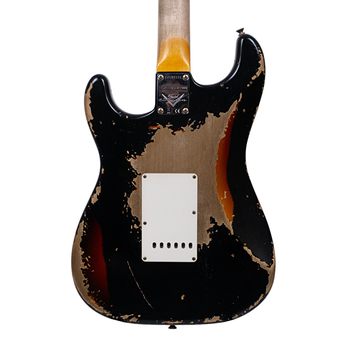 Fender Custom Shop Limited Edition 1959 Stratocaster Super Heavy Relic Aged Black Over Chocolate 3 Ton Sunburst Elektro Gitar